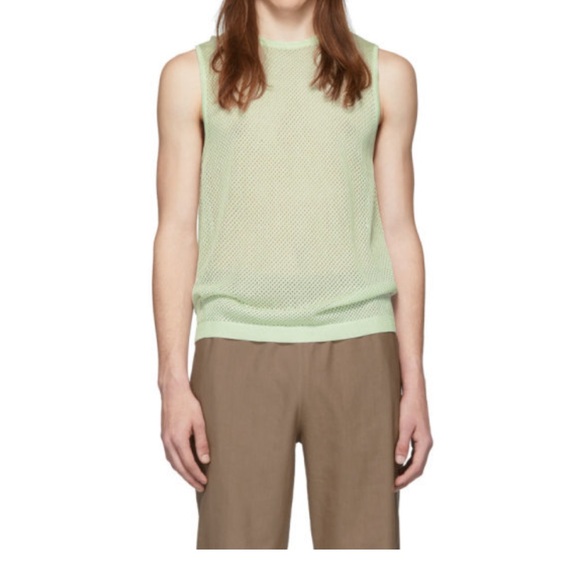 Tibi Green Crispy Viscose Mesh Tank Top - Picture 3 of 10